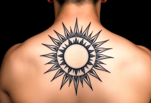 Sun with rays on back of the head tattoo idea