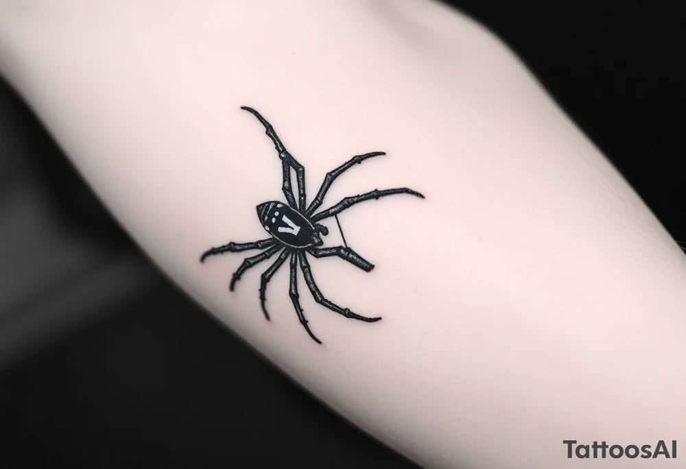 Spider crawling down sideways with the letter Y on the body of the spider tattoo idea