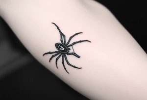 Spider crawling down sideways with the letter Y on the body of the spider tattoo idea
