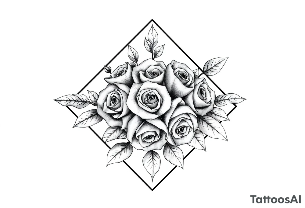 Small Roses filling up the inside of an lateral diamond shape tattoo idea