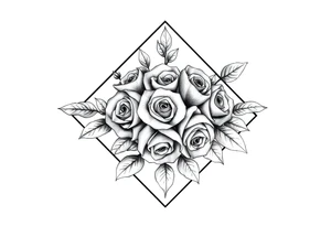 Small Roses filling up the inside of an lateral diamond shape tattoo idea