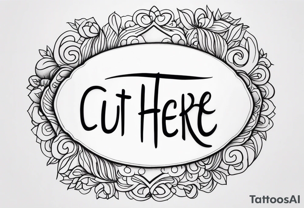 "Cut here" lettering tattoo design tattoo idea