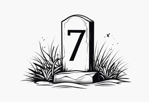 Gravestone with the number 9728 crossed out tattoo idea