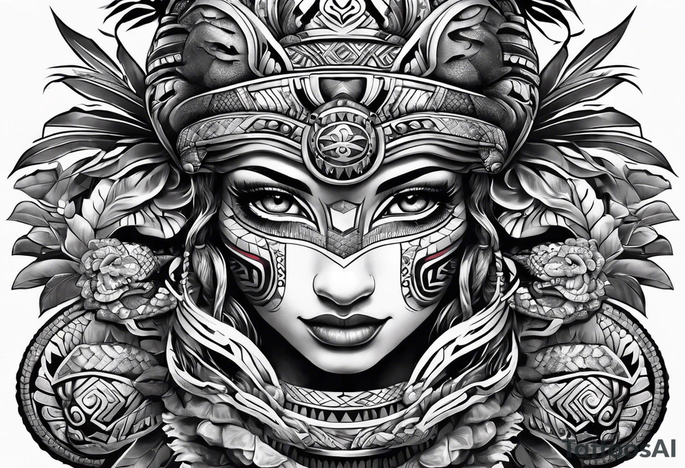 aztec snake sleeve tattoo idea