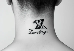 Crea un diseño significativo sobre la cultura egipcia y que tenga el nombre escrito por de bajo del diseño el nombre de mi hermana Lorelay para la parte baja del bíceps tattoo idea