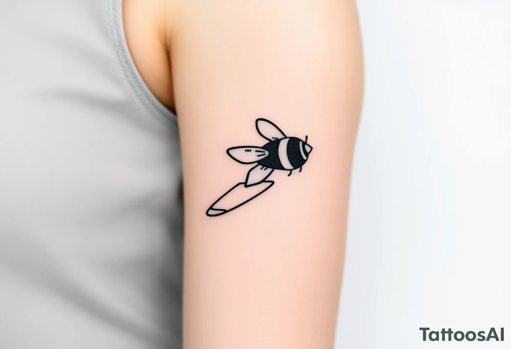 jet plane with a bumble bee flying it tattoo idea