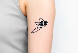 jet plane with a bumble bee flying it tattoo idea