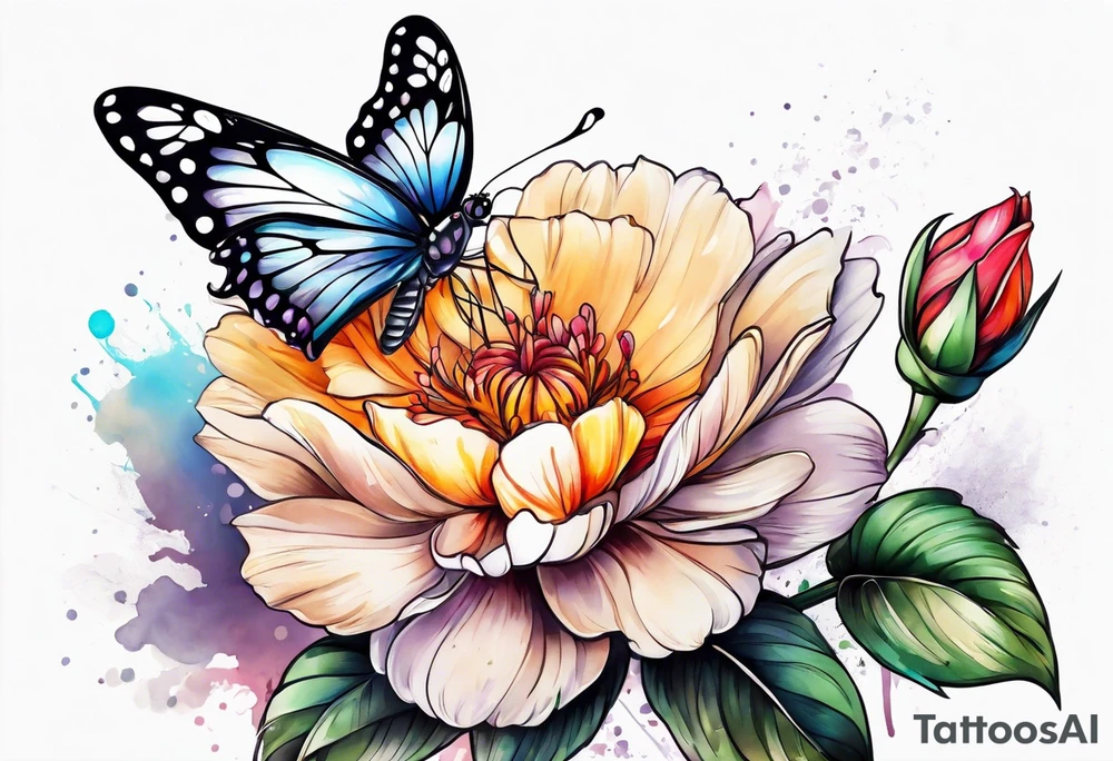 Butterfly on a flower tattoo idea