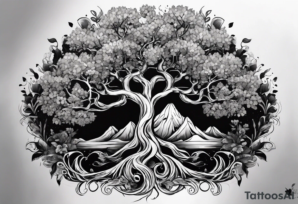 Un arbre de vie et les prénoms Charly et Gaby tattoo idea