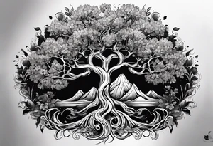 Un arbre de vie et les prénoms Charly et Gaby tattoo idea