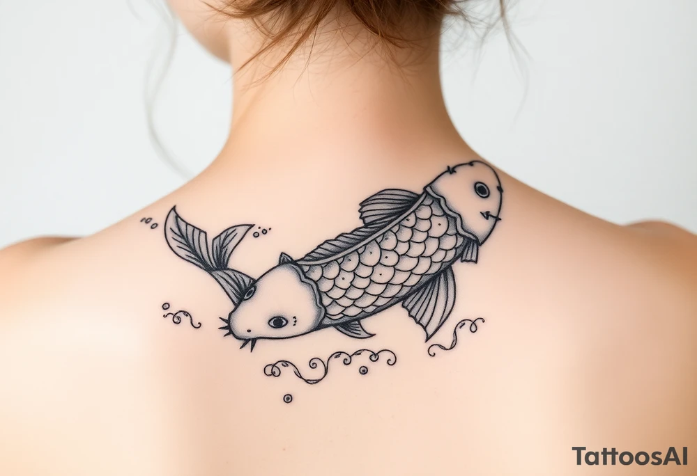 traditional koi fish swimming upstream through turbulent waves tattoo idea traditional koi fish swimming upstream through turbulent waves tattoo idea