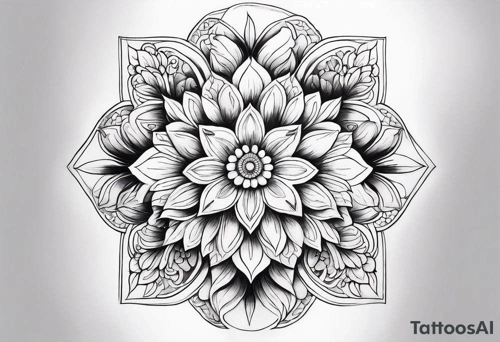 Mandala, botanical, flowers, negative space tattoo idea