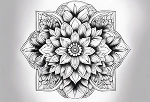 Mandala, botanical, flowers, negative space tattoo idea