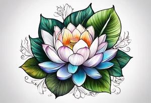 , earthy, lotus flower, palms, children’s names tattoo idea