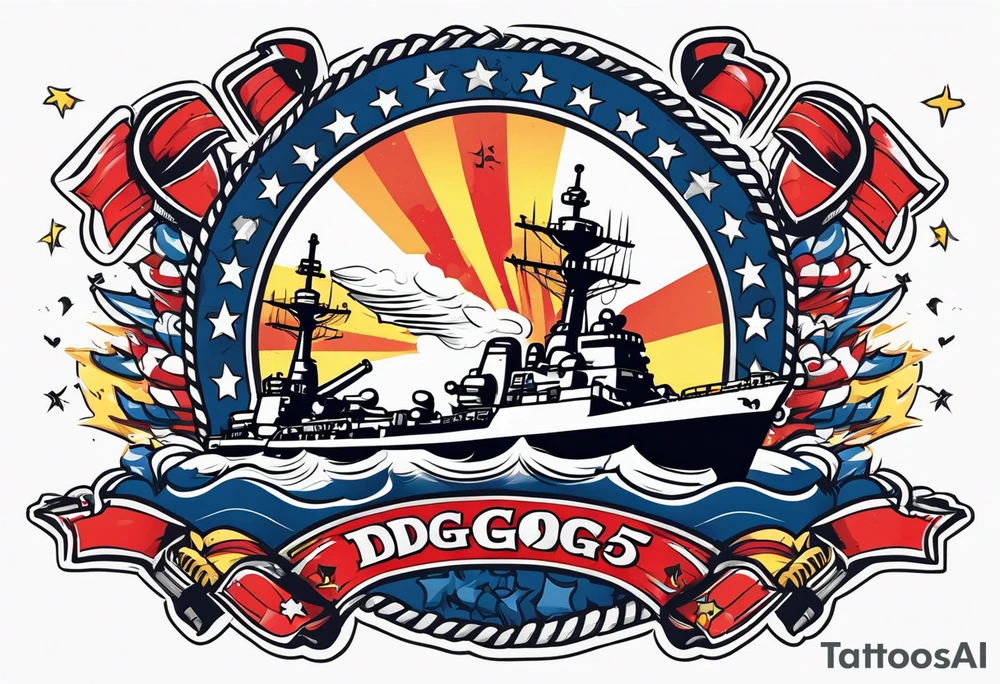 Navy theme with DDG 51, tomahawk missiles, the FC rating badge, and crossed cannons tattoo idea