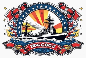 Navy theme with DDG 51, tomahawk missiles, the FC rating badge, and crossed cannons tattoo idea