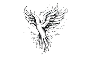 White dove of fire with the names of God and the Characteristics of the Holy Spirit tattoo idea