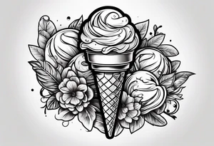 one scoop ice cream cone tattoo idea