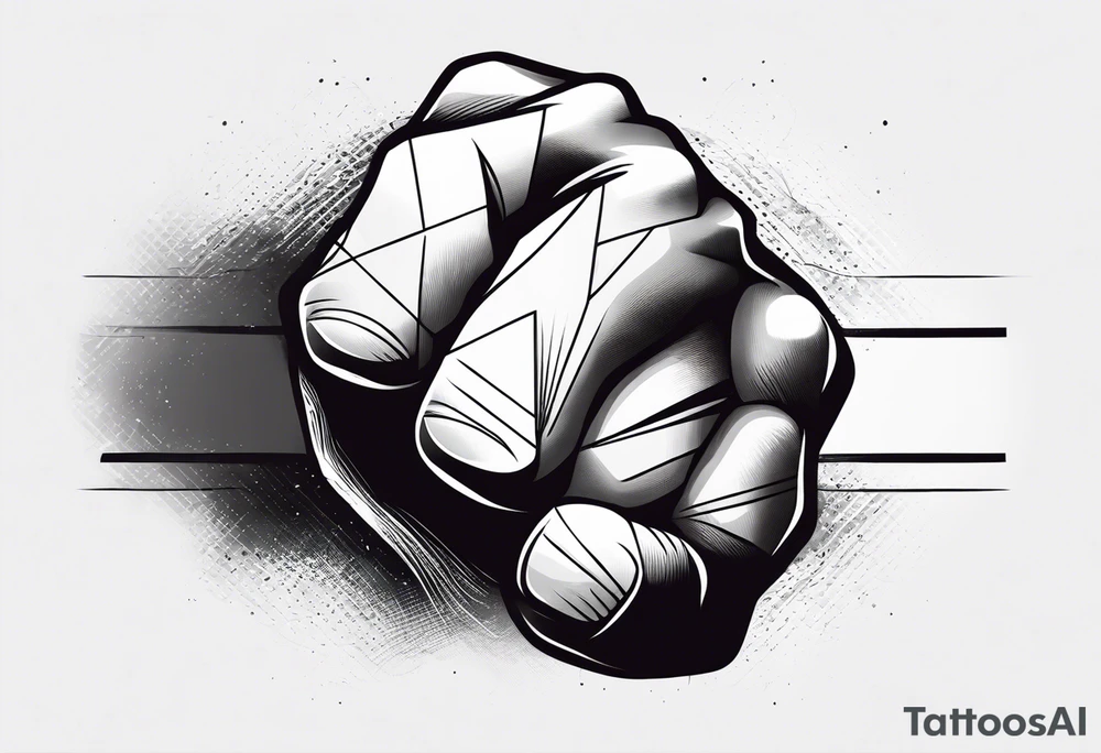 A clenched fist on the back using negative space techniques tattoo idea A clenched fist on the back using negative space techniques tattoo idea
