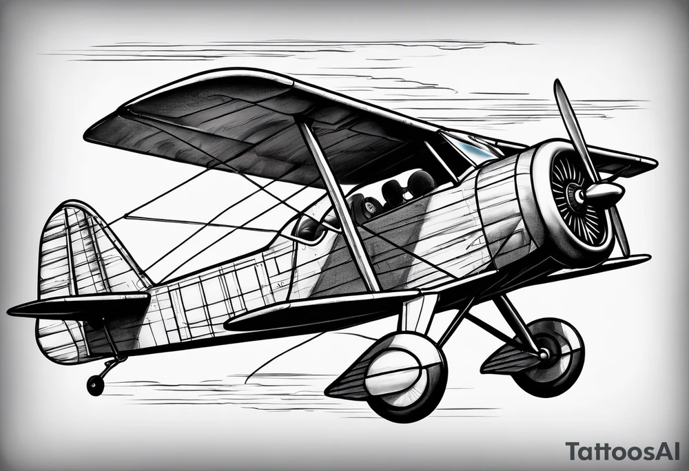 sketch of adventure plane in perspective from the bottom tattoo idea