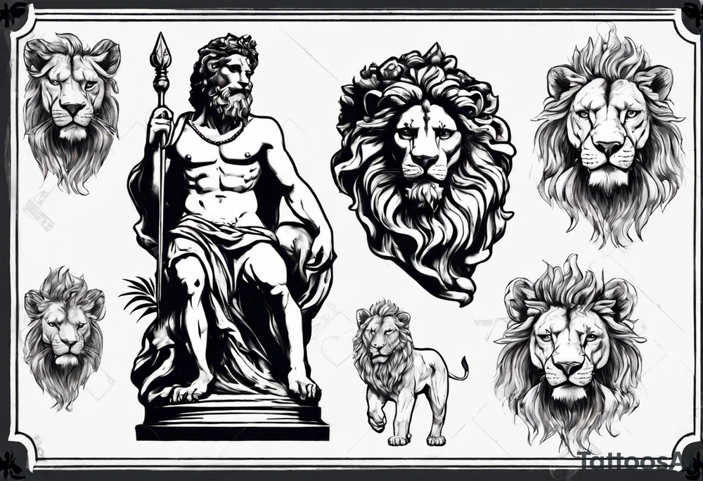 Statue of david with a lion tattoo idea