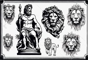 Statue of david with a lion tattoo idea