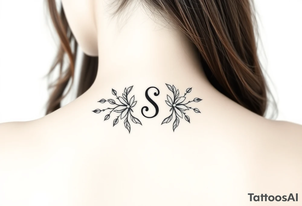 Lorbeerkranz mit Buchstabe S tattoo idea