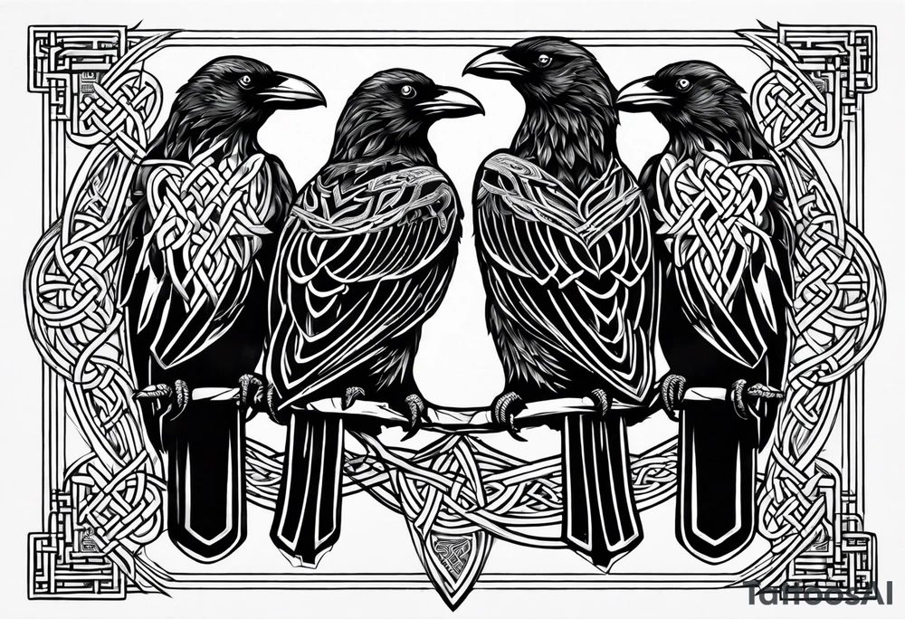 3 ravens made of Celtic knots tattoo idea