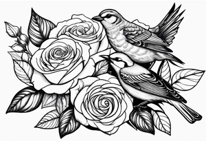 roses with birds and the name kayla tattoo idea
