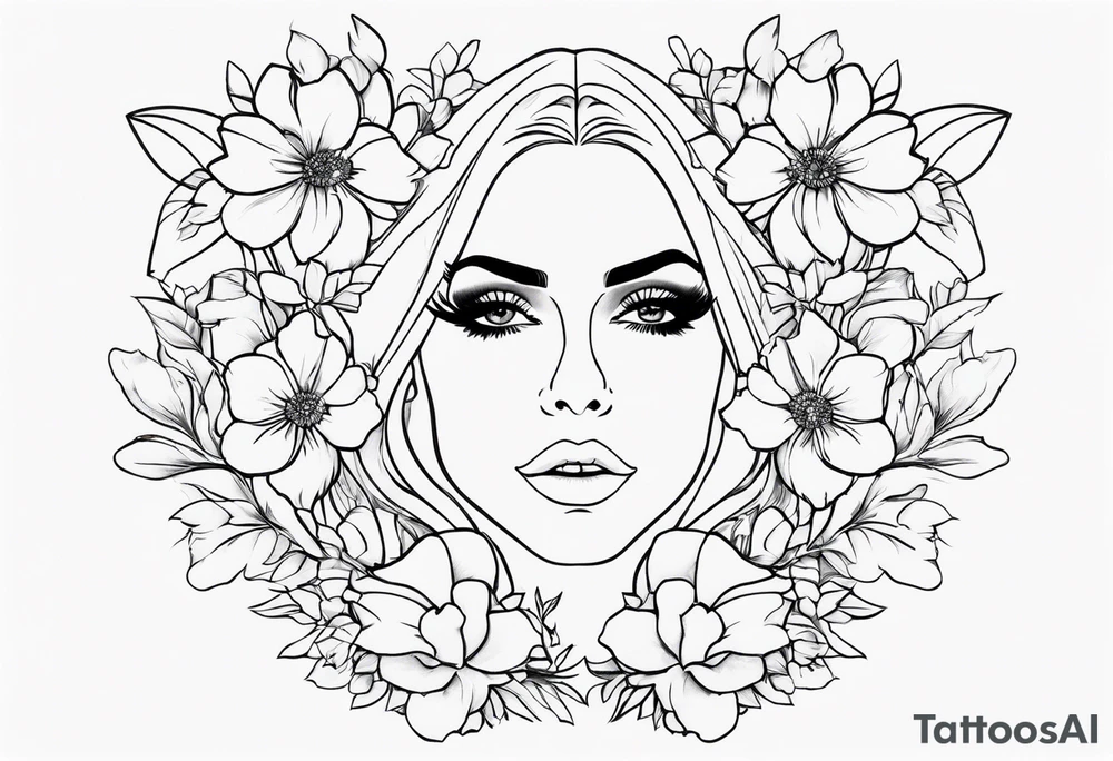 silhueta lady gaga com flores tattoo idea