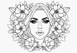 silhueta lady gaga com flores tattoo idea