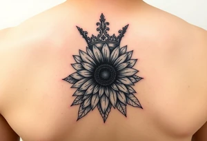 Letter g lettering with a crown and sunflower tattoo idea