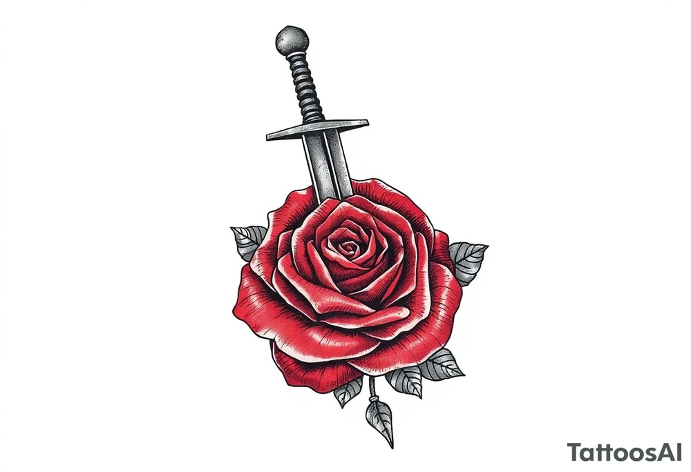 broken sword through a rose tattoo idea