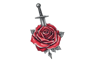 broken sword through a rose tattoo idea