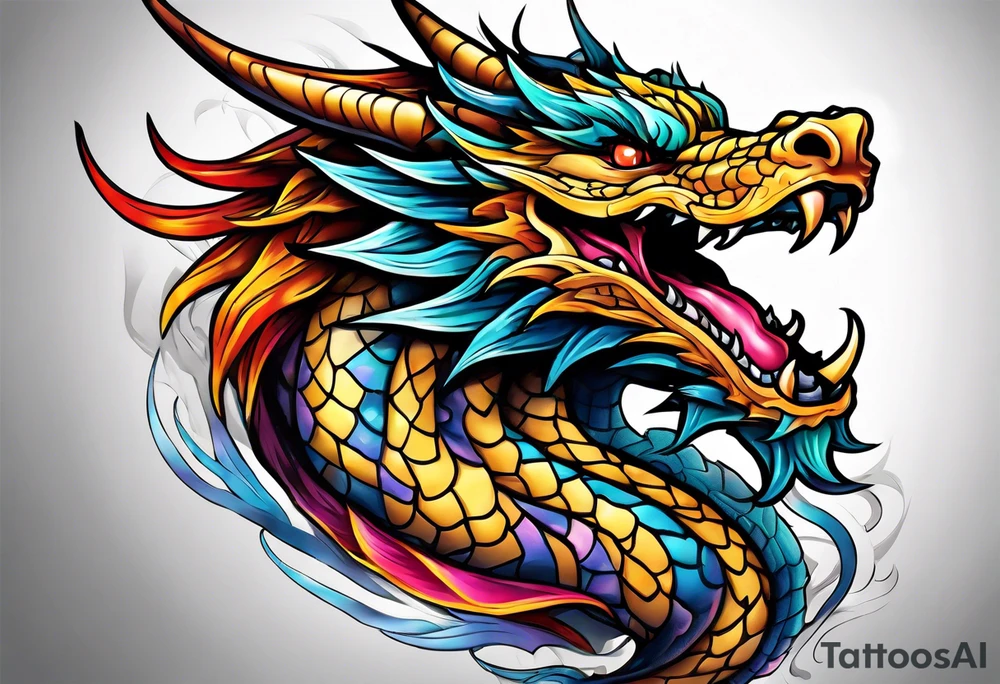 Colourful dragon tattoo idea