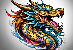 Colourful dragon tattoo idea