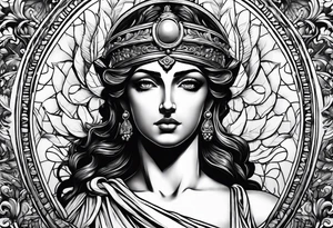Themis (Greek Goddess of Justice), with blood in her eyes tattoo idea