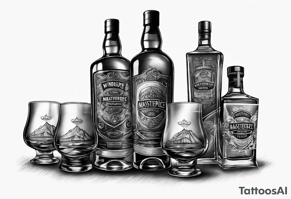Windsor Canadian whiskey and glass tattoo idea