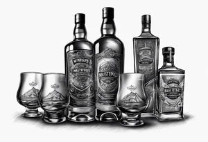 Windsor Canadian whiskey and glass tattoo idea