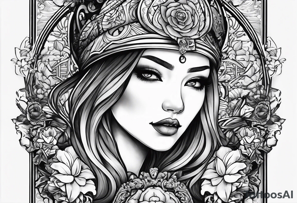 The fool tarot character as a woman tattoo idea