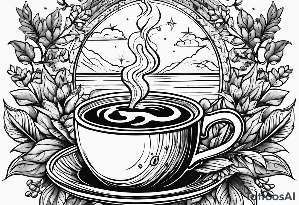 The story of coffee from plant to cup tattoo idea