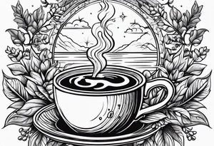 The story of coffee from plant to cup tattoo idea