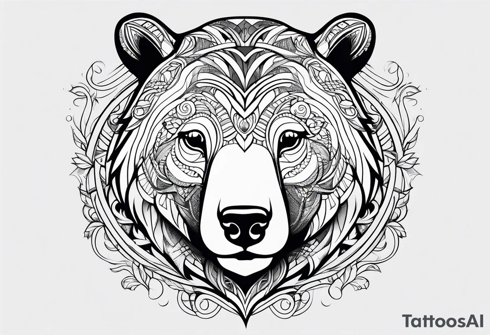 Simple female bear face tattoo idea