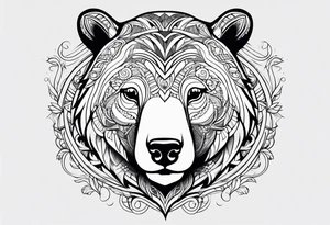 Simple female bear face tattoo idea