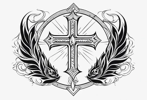 cross With phoenix tattoo idea