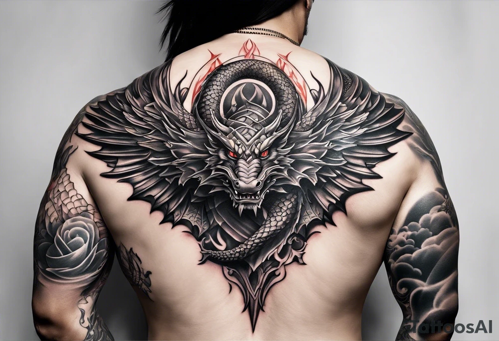 back sword tattoo
with wrapped dragon tattoo idea