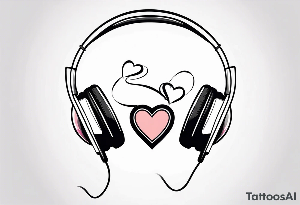 Headphones with L and R on a heart tattoo idea
