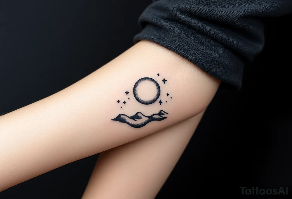 A nighttime scene with stars and a moon tattoo idea