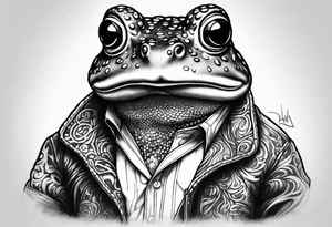 Toad wearing pimp fur coat no shirt tattoo idea