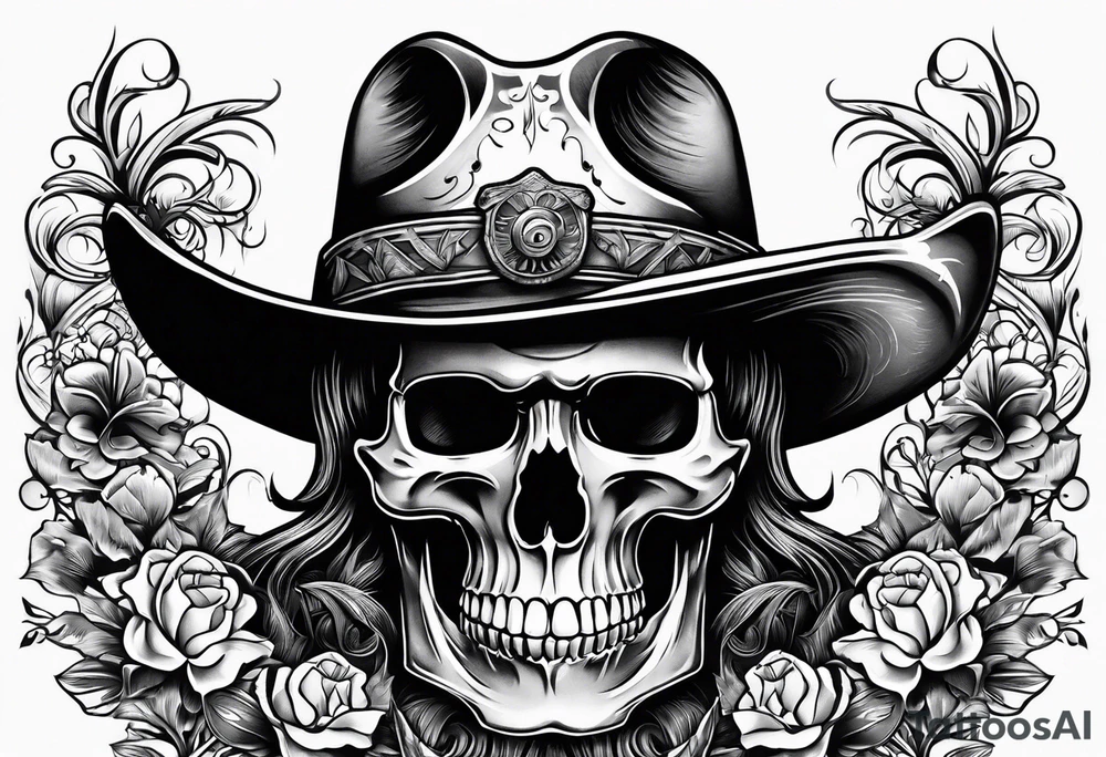 skeleton cowboy hat tattoo idea